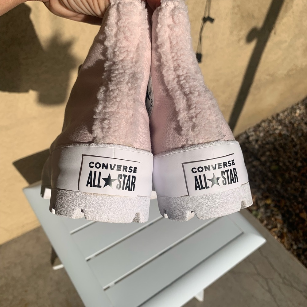 Converse blush pink platform canvas and faux shearling size 10 - Picture 7 of 14